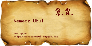 Nemecz Ubul névjegykártya